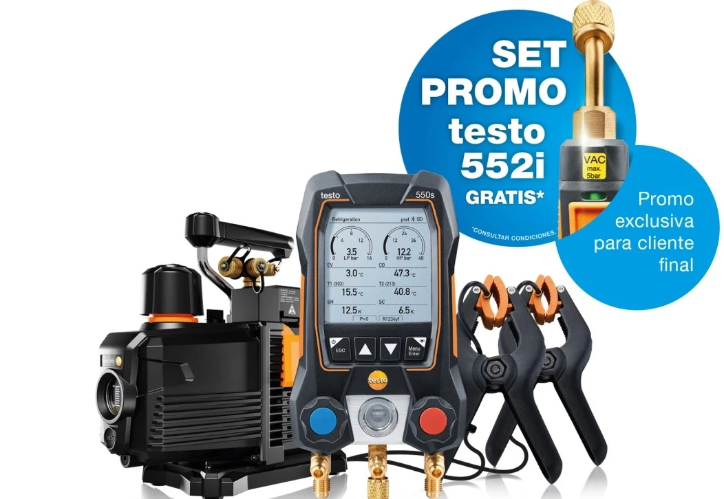 Set promo Analizador de refrigeración - Set con analizador, bomba de vacío y vacuómetro 