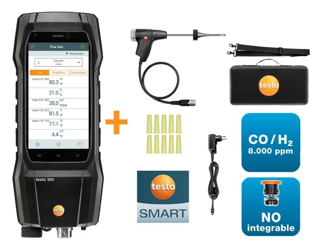 Set analizador de combustión testo 300 - Con sonda compacta