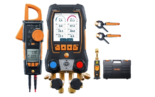 Producto Set analizador de refrigeración testo 558s - Set Smart Bluetooth con vacuómetro, sondas de temperatura y pinza vatimétrica